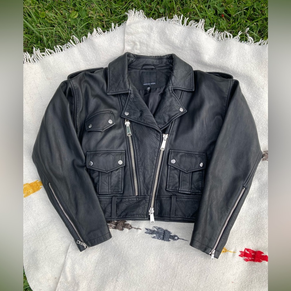 Marissa Web Lambskin leather Biker jacket